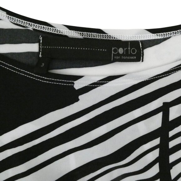 PORTO SF abstract stripe draped jersey dress sz 3 L *flaw - Picture 4 of 7